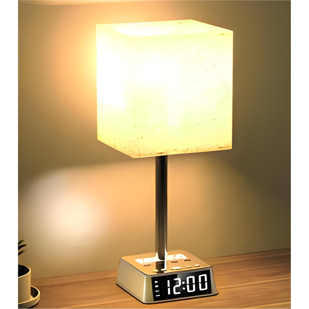 Table Lamp 4 USB Ports 2 AC Power Outlets Alarm Clock w/ LED Display