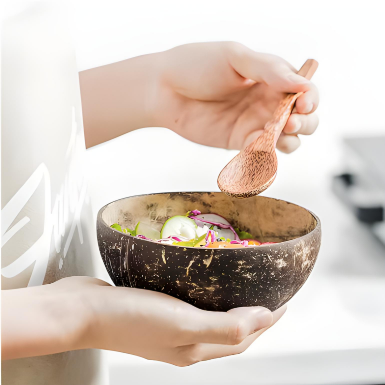 Eco-Friendly Natural Wood Coconut Bowl And Spoon 2 pc Set