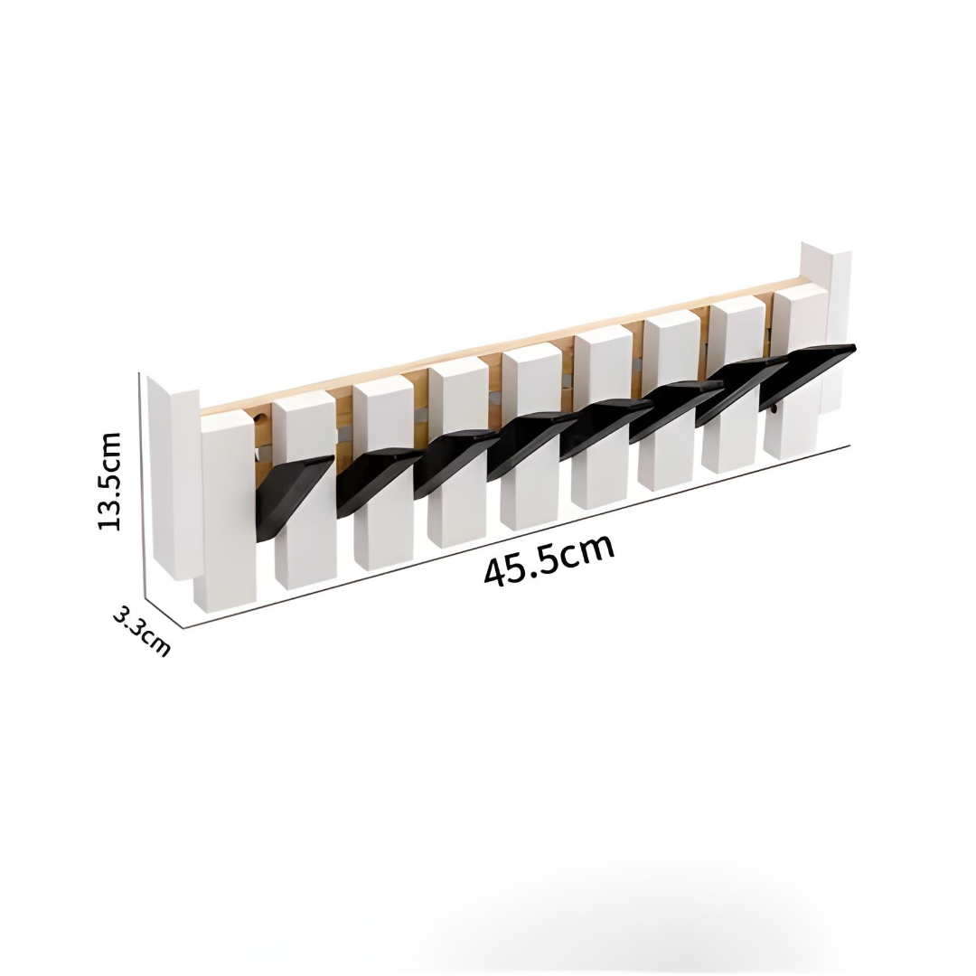 Piano Style Wall Mounted Hanging Coat Rack w/ Hooks